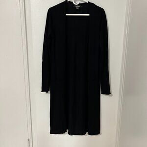 Vintage DKNY Black 100% wool Long pocket knit Cardigan sweater womens M Career